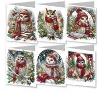 6 Pcs Christmas DIY Diamond Greeting Cards Set,5D DIY Diamond Art Painting Christmas Style Greeting Card, C-hristmas Card Making Kits for Family Friends Handmade Gift (Style A)