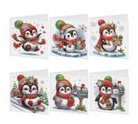 6 PCS Christmas Greeting Cards with Envelopes,Rhinestone Kits Cards Santa