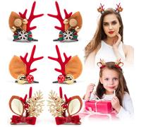 6 PCS Christmas Hair Clips Cute Reiner Antleders Ears Holiday Headpiece Hair Headbands for Women Girls Holiday Hairpins Christmas Outfits Hair Accessory Party Gift