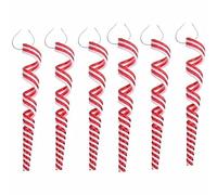 6 Pcs Christmas Lollipop Ornament Plastic White And Red Candy Cane Decorations Christmas Tree Decor Pendant Christmas Party Home Decor Accessories Gift Floating Pearls for Centerpieces (Red, One Size)