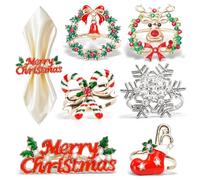 6 Pcs Christmas Napkin Rings,Metal Napkin Buckles,Gold Leaf Napkin Rings,Christmas Themed Napkin Holder Napkin Buckles for Thanksgiving, Wedding Party, Family Dinner, Easter, Table Decoration