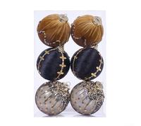 6 pcs Christmas polka dot pressure balls made from soft velvet foam, suitable for festive decorating and stress relief (Black gold)