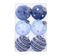 6 pcs Christmas polka dot pressure balls made from soft velvet foam, suitable for festive decorating and stress relief (Night Blue)