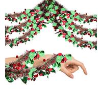 6 Pcs Christmas Tinsel Garland, Christmas Ceiling Decorations, Foil Christmass Decorations, for Xmas Tree Xmas Party Ceiling Xmas Decorations (Red and Green)