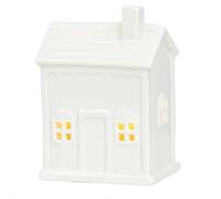 6 Pcs Christmas Village Figurines Sets - Lighted Ceramic Houses with Remote Control - Christmas Decorations Indoor - White Xmas Holiday Farmhouse Rustic Decor for Home Table Room