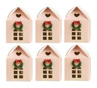 6 Pcs Christmas Wonderland Cottage Gift Boxes,11.8 x 7.9 x 7 Inches Large House Shaped Gift Box with Handle,3D Christmas House Gift Boxes,Xmas Holiday Party Goodie Candy Packaging