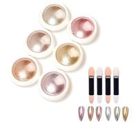6 Pcs Chrome nail powder,Rose gold chrome plated nail powder,Metal nail art powder,For decorative furniture,phone cases,Glasses frames,Art and other DIY,Different nail powders have different effects