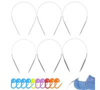 6 Pcs Circular Knitting Needles Set Blind Box, 16 Inch Total Length Stainless Knitting Needles Thick Circular for Socks Hats, Random Size, Including 2.5mm - 5mm