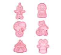 6 Pcs Circus Animal Cookie Cutters Fondant Cutters Plunger Cookie Stamps Rabbit Elephant Bear Tent Clown Silicone Mold Making Kit