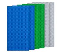 6 Pcs Classic Baseplates, Rectangle Building Base with 16 x 32 Stud Board,12.9 x 25.6 CM Building Board Baseplate,Compatible with Lego, All Major Brands, Build and Display Board Set(Grey/Green/Blue)