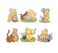 6 PCS Classic Winnie Cutouts with Stand Cute Pooh Baby Shower Cutouts for Winnie Birthday Decorations Centerpiece Yard Signs