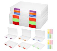 6 Pcs Clear A4 File Box A4 File Portable Project Case Plastic File Storage Box Board Game Storage Scrapbook Paper Storage Boxes with Buckle and Colorful Sticker Labels Documents Magazines Holder