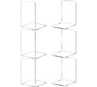 6 Pcs Clear Acrylic Bookends, Transparent Book ends, Plastic Non-Slip Bookend for Bedroom Library Office School and Desktop Organizer
