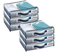 6 pcs Clear Clothes Bag Organizer with Reinforced Handle, ClothesBlankets Storage Bags with Zips for Sweater ClothesBed Sheet Quilt Organizer with Zipper for Closet Linen Sweater Bed Sheet Durable