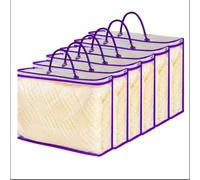 6 Pcs Clear Clothes Storage Bag Organizer with Reinforced Handle, Clothes Blankets Storage Bags for Sweater Clothes Bed Sheet Quilt Organizer with Zipper for Toy Sweater Bed Sheet Pillow