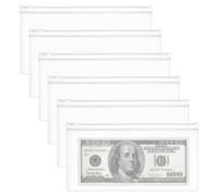 6 PCS Clear Plastic Cash Envelope, 4.7 x 9.3 Inch Zipper Plastic Envelopes Receipt Coupon Stickers Stamps Zipper Envelope Case Index Card Holder Organizer Reusable Clear Pencil Bags, A6 Size