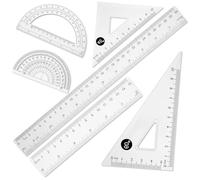 6 Pcs Clear Ruler Set Plastic Rulers Bulk for Classroom 30cm Ruler and 15cm Straight Edge Ruler 2 Triangle Ruler 2 Protractor Geometry Sets for Drawing Mathematics School