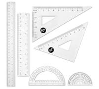 6 Pcs Clear Ruler Set Plastic Rulers Bulk for Classroom 30cm Ruler and 15cm Straight Edge Ruler 2 Triangle Ruler 2 Protractor Geometry Sets for Drawing Mathematics School