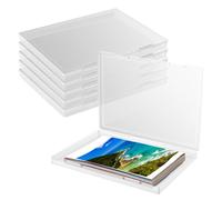 6 Pcs Clear Storage Box with Lids Plastic File Portable Project Case For 8" x 10" Letter Paper Photo Stackable Scrapbook Paper Storage Boxes with Snap Tight Latch for Documents Magazines Crafts Office