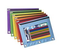 6 Pcs Clear Window Pencil Bag File Zippers Pencils Case 3 Rings Binders Pen Pouches for Organizing School Supplies Clear Window Case