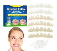 6 Pcs Clip in Veneers Teeth, False Teeth Kit with Thermal Beads, Temporary Tooth Filling Kit for Missing Broken Tooth