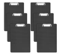 6 Pcs Clipboard A4 Clipboards, Clip Boards A4, Plastic Clipboard Folder, Black Writing Pads with Retractable Hanging Clips for Classroom Office School Supplies