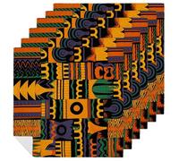 6 PCS Cloth Napkins African Ethnic Pattern Reusable Satin 18.7x18.7 Inch Washable Soft Table Napkins for Dining Wedding, Holiday Decor & Eco-Friendly Kitchen Gifts