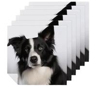 6 PCS Cloth Napkins Border Collie Reusable Satin 18.7x18.7 Inch Washable Soft Table Napkins for Dining Wedding, Holiday Decor & Eco-Friendly Kitchen Gifts