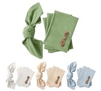 6 Pcs Cloth Napkins Handmade 100% Cotton Linen Napkins 45 x 45 cm Reuseable Soft Comfortable Napkins Cotton for Weddings Party Dinner Christmas Daily Use (Green)