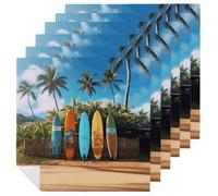 6 PCS Cloth Napkins Surf's Up Surfboard Reusable Satin 18.7x18.7 Inch Washable Soft Table Napkins for Dining Wedding, Holiday Decor & Eco-Friendly Kitchen Gifts