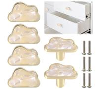 6 PCS Cloud Cabinet Knobs, White Decorative Zinc Alloy Drawer Handles, Cute Cloud-Shaped Cabinet Drawer Pulls for Drawers Cabinets Wardrobes Dressers, 37x23mm Furniture Door Knobs