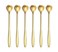 6 PCS Coffee Spoons Heart Long Spoons Stainless Steel Latte Macchiato Spoon for Stirring Coffee Tea Dessert Milkshake Hot & Cold Drinks Tableware