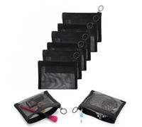 6 Pcs Colorful 5 x 4 inch Mini Nylon Mesh Zipper Pouch Bags, Small Makeup Bag for Purse Mini Zipper Mesh Bags Cosmetic Travel Toiletry Bag for Daily Toiletries Office Supplies & Cosmetics Travel