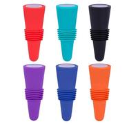 6 Pcs Colorful Bottle Stoppers, Various Glass Bottle Airtight Seal Bottle Stopper for Preserving Freshness, Ideal Reusable Silicone Bottle Stoppers and Beverage Storage