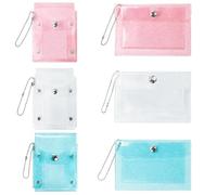 6 Pcs Colorful Clear Lipstick Case Keychain, 2 Size Waterproof Coin Purse, Mini Makeup Bag for Purse, Cute Coin Purses, PVC Pouch for Small Items, Multicolor, Modern