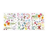 6 PCS Colorful Flower & Butterfly Wall Stickers Removable Daisy, Rainbow, Wildflower Decals for Kids Room & Nursery Self-Adhesive Reusable & Easy to Apply Vibrant Home Decor for Bedroom, Living Room