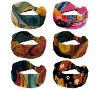 6 PCS Colorful High Speed Rail Train Women Headbands Wide Hair Wrap Extra Turban Head Bands for Lady Large Sport Workout Stretch Non-slip Big Hair Bands