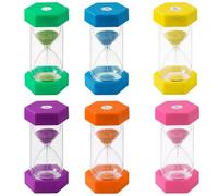 6 Pcs Colorful Hourglass for Kids, Time Management Assistant Includes 1 3 5 10 15 30 Minutes, Sand Clock, Timer Set, Sandglass for Children Teeth Brushing, School, Kitchen, Office, Game Props, Study