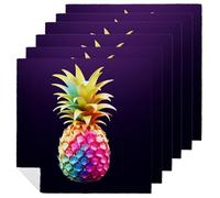 6 PCS Colorful Pineapple Cloth Napkins 18.7"x18.7"- Single-Sided Print, Soft & Reusable Napkins for Elegant Dining, Wedding, Party, Restaurant Decor