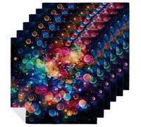 6 PCS Colorful Rainbow Stars Cloth Napkins 18.7"x18.7"- Single-Sided Print, Soft & Reusable Napkins for Elegant Dining, Wedding, Party, Restaurant Decor