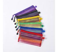 6 PCS Colorful Small Zipper Mesh Pouches, Mesh Pencil Pouch Zipper File Bags, A6 Zipper Document Pouch, Rainbow Stripe Mesh Bag, Pouch for Office Supplies Cosmetic Travel Accessories (6 Colors)