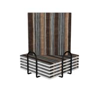 6 Pcs Colorful Stripes Ceramic Coasters With Holder Best Absorbent Drink Coasters Square Ceramic Table Coasters Set Decorative Coffee Cup Beverage Coasters Wine Beer Bar Coasters