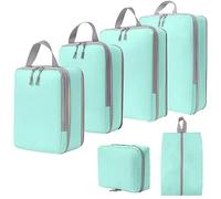 6 Pcs Compression Packing Cubes Set for Travel Camping Backpacker | Polyester,water resistant,double zippers,6 sizes,separates clean/dirty clothes,for suitcase,camping,business