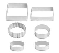 6 Pcs Cookie Cutter Set, Stainless Steel Biscuit Cutters for Baking, Square, Rectangle Geometric Round Cookie Cutters Shapes Molds, Metal Baking Rings for Pastry Biscuits Cookies(6 Shapes)