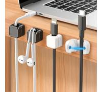 6 Pcs Cord Organizer Holder Magnetic Desk Cable Clips Management, Hide Phone Charging Cable Keeper, Strong Adhesive Wire Charger Holder for Nightstand, Kitchen Appliances, Office Supplies