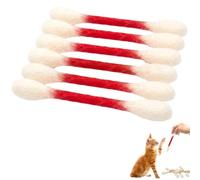 6 PCS Cotton Swabs Cat Toys with Catnip - Giant Cotton Swab Shaped Catnip Toys - Durable Wool Felt Cat Chew Toys for Dental Teeth Cleaning, Indoor Play & Anxiety Relief (6PCS Red)