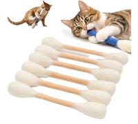 6 PCS Cotton Swabs Cat Toys with Catnip, Giant Qtip Cat Chew Toy Sticks, Interactive Durable Big Kitten Chew Dental Teething Ropes for Dental Health, Indoor Exercise Play Gift for Cats (Off-white)