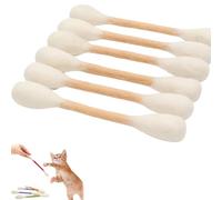 6 Pcs Cotton Swabs Cat Toys with Catnip, Soft Plush Interactive Kitten Kick Sticks, Durable Teething Chew Toys for Indoor Cats, Cute Cotton Buds Shape Catnip Toys (Brown)