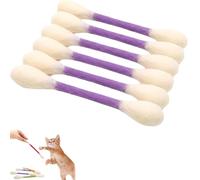 6 Pcs Cotton Swabs Cat Toys with Catnip, Soft Plush Interactive Kitten Kick Sticks, Durable Teething Chew Toys for Indoor Cats, Cute Cotton Buds Shape Catnip Toys (Purple)