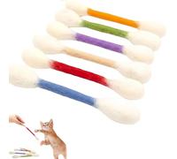 6 Pcs Cotton Swabs Cat Toys with Catnip, Soft Plush Interactive Kitten Kick Sticks, Durable Teething Chew Toys for Indoor Cats, Cute Cotton Buds Shape Catnip Toys (6 color)